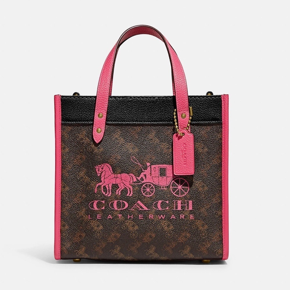 Coach Field Tote 22 Horse and Carriage Truffle Petunia C8456 Crossbody Bag NWT